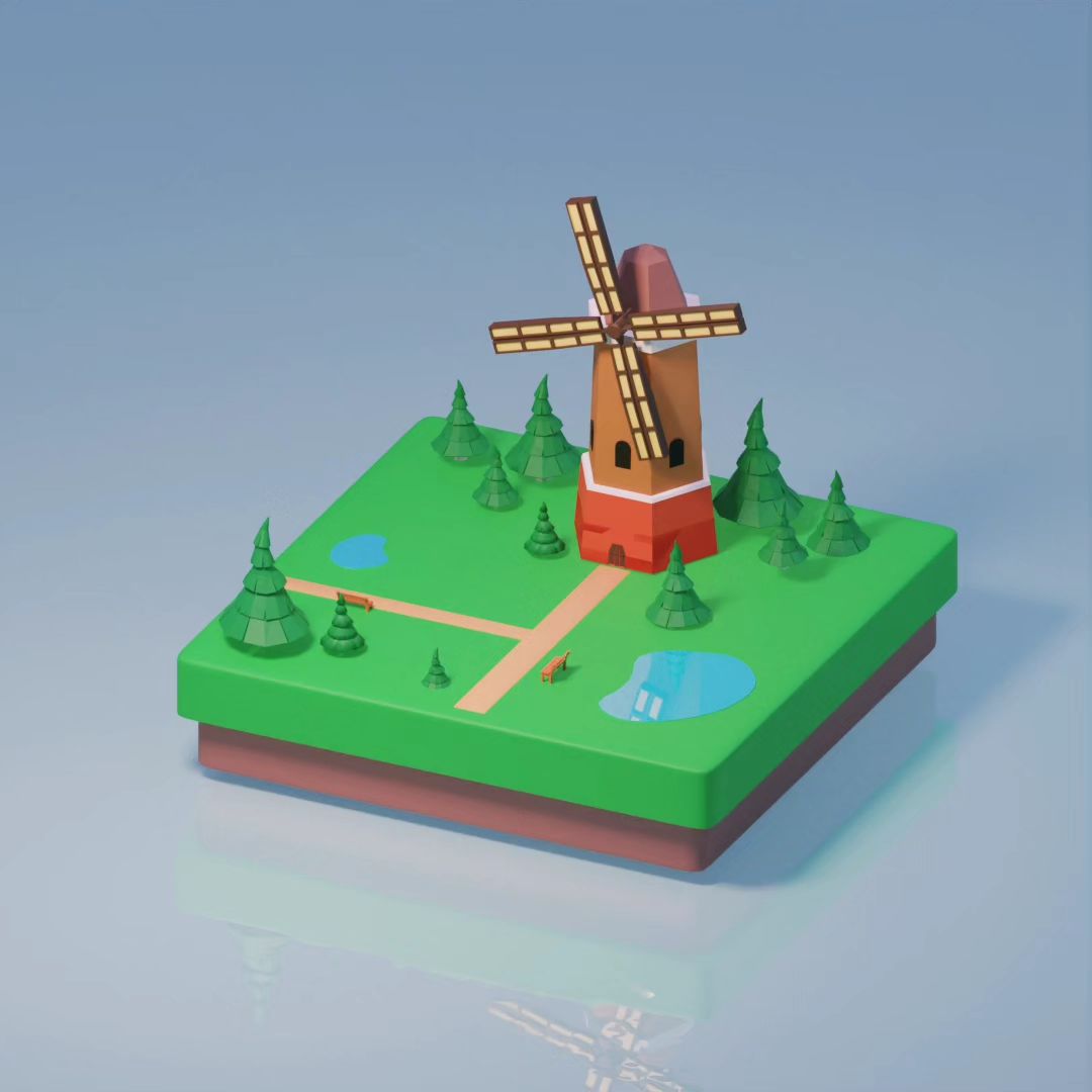Isometric Windmill - Low poly  thumbnail