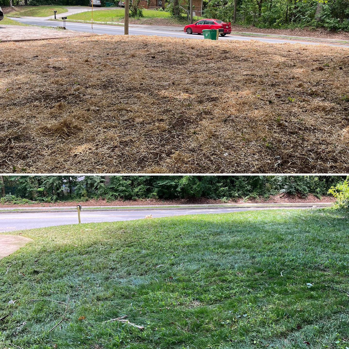 What a little seed will do! New yard by Spencer 🌱
.
.
#landscaping #atlantalandscaper #atlantalandscaping #grass #before
