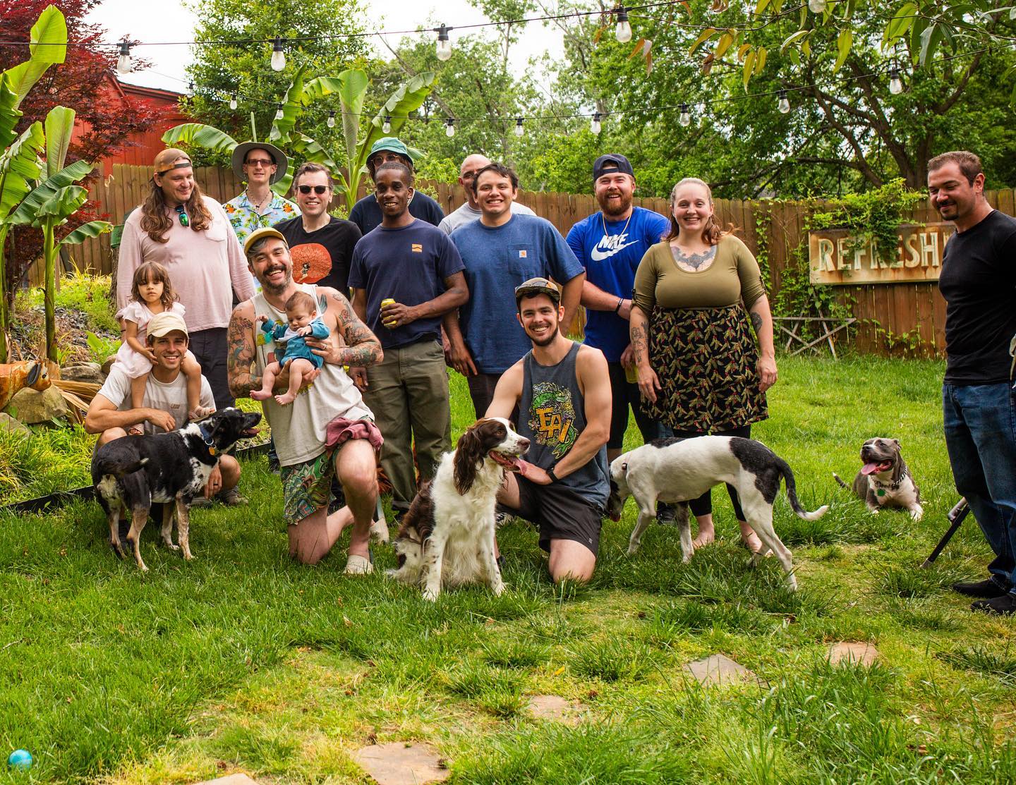 The gang’s all here. Company cookout 🌭 🍔 🍻 🐶