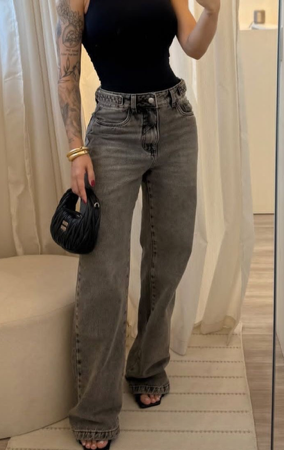 Calça wide leg cinza thumbnail
