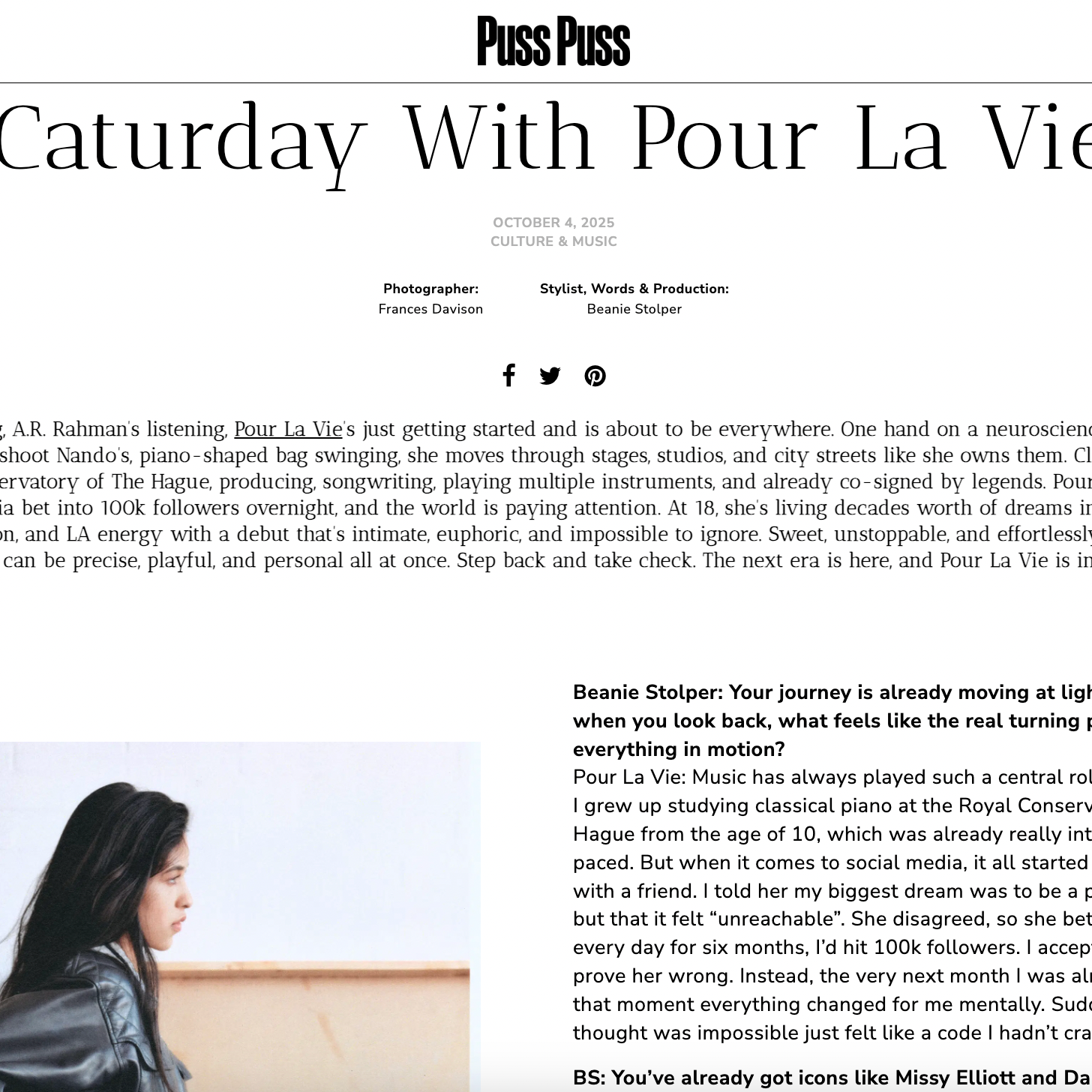 Caturday With Pour La Vie - PUSS PUSS Magazine thumbnail