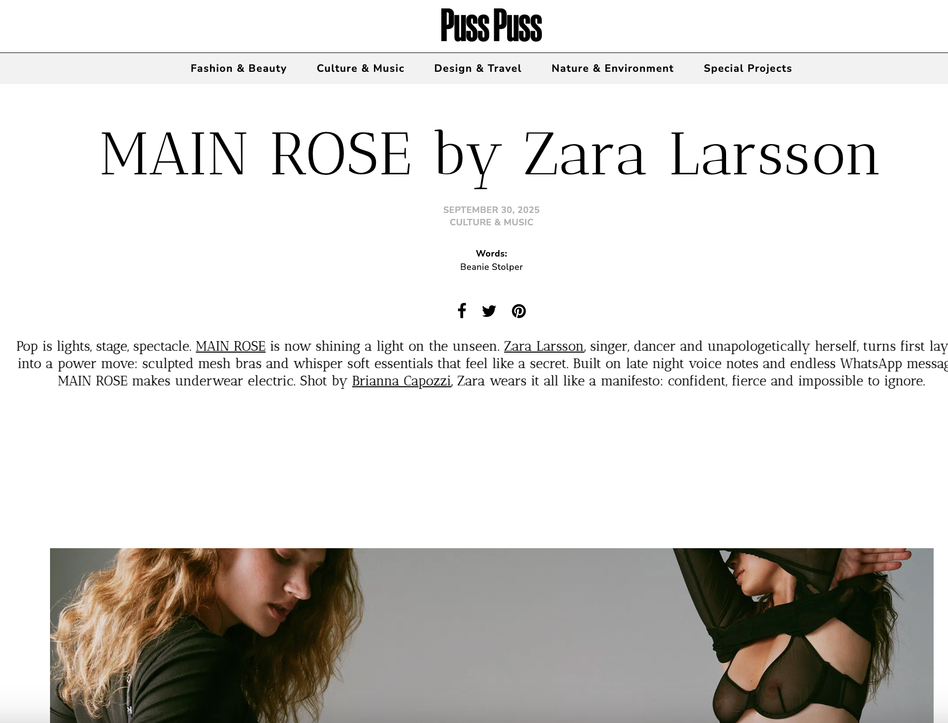 MAIN ROSE by Zara Larsson - PUSS PUSS Magazine thumbnail