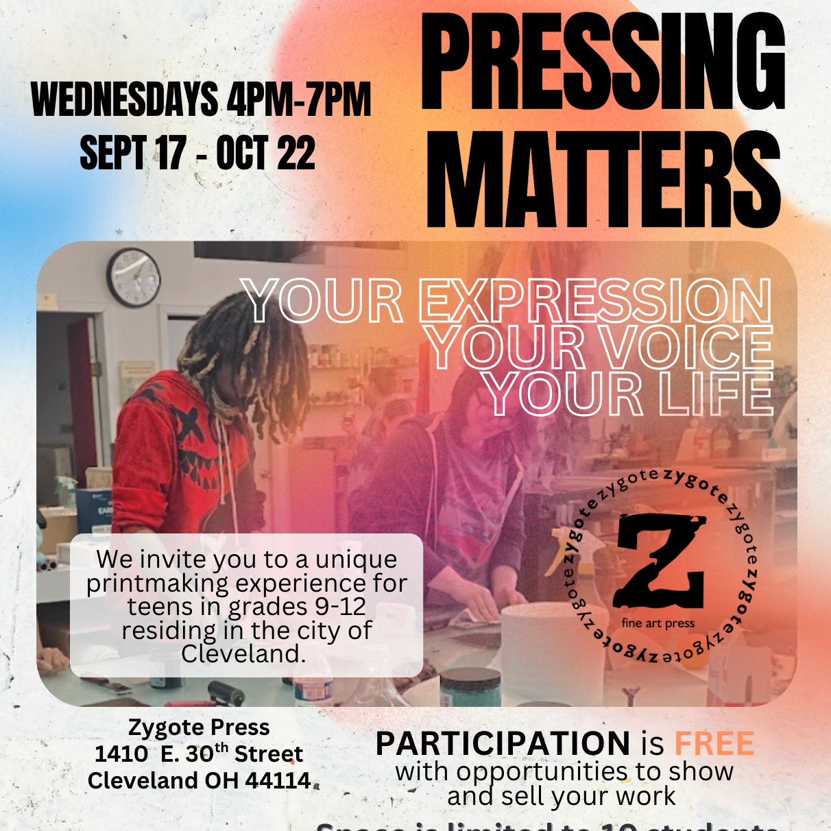        Fall 2025 Pressing Matters Student Registration thumbnail