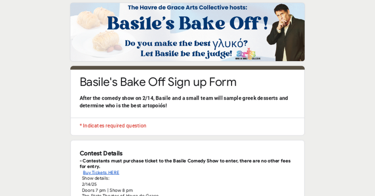 Basile's Bake Off Sign up Form thumbnail