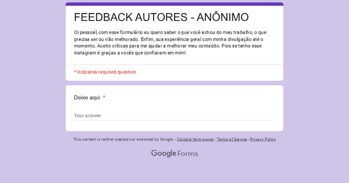 FEEDBACK AUTORES - ANÔNIMO thumbnail