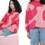 CROP KNIT SWEATER PINK thumbnail