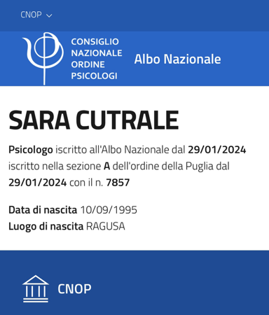 Iscrizione Ordine Psicologi n. 7857 thumbnail