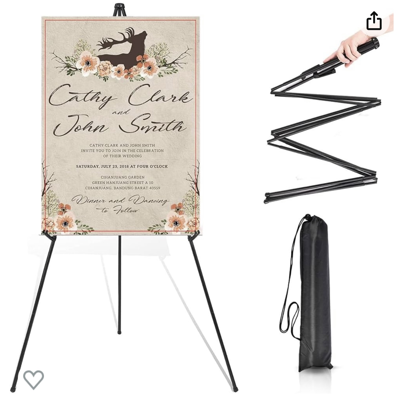 Easel Stand for Wedding Signage  - Don't forget to purchase an easel for your amazing Welcome Sign or Table Seating's Chart!  Most venues don't provide easels, so it's best to purchase one just in case! This one is lightweight, easy to assemble and looks great! Highly reccomend! thumbnail