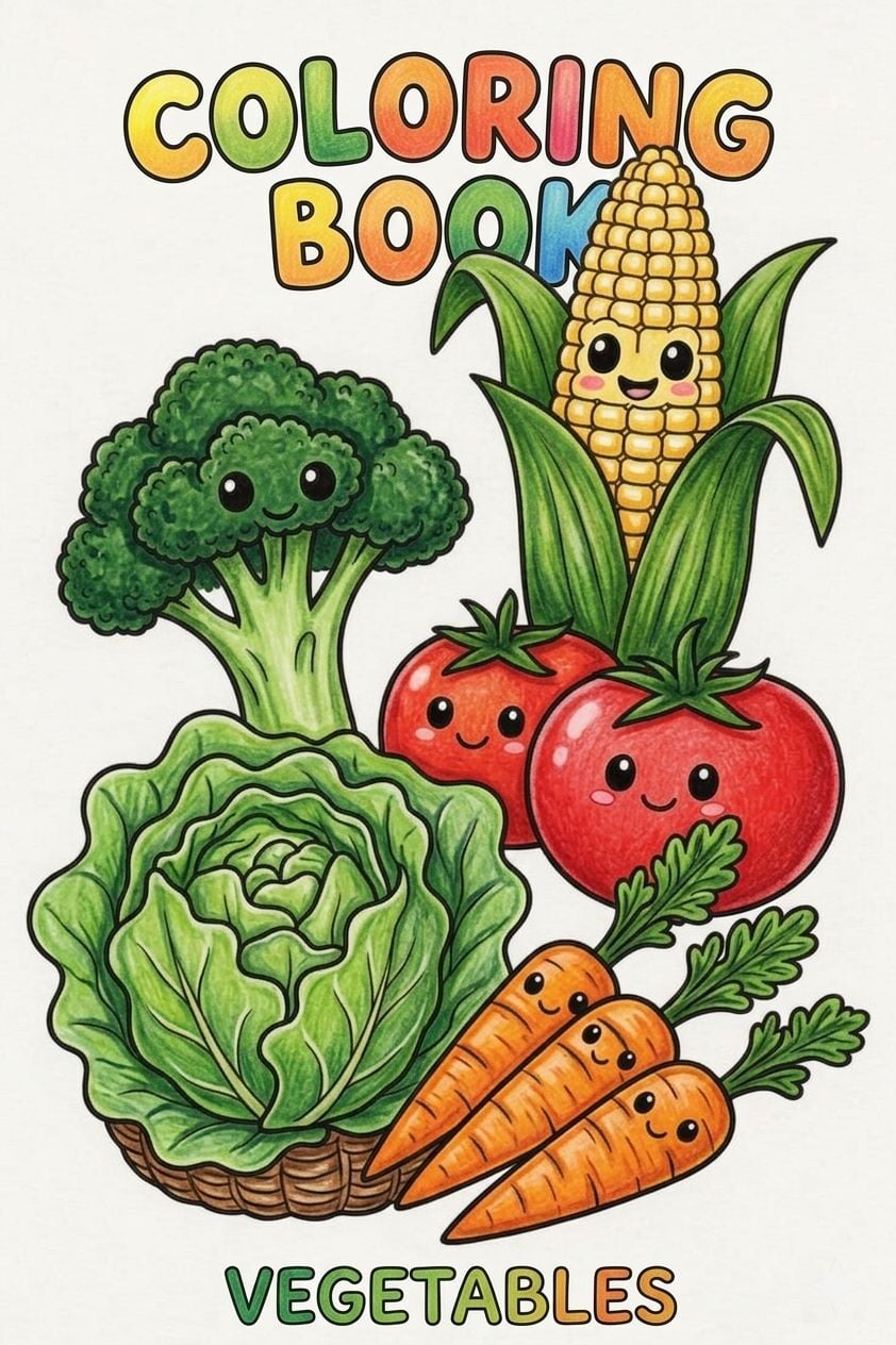 Vegetables Coloring Pages for Kids - Digital Download thumbnail