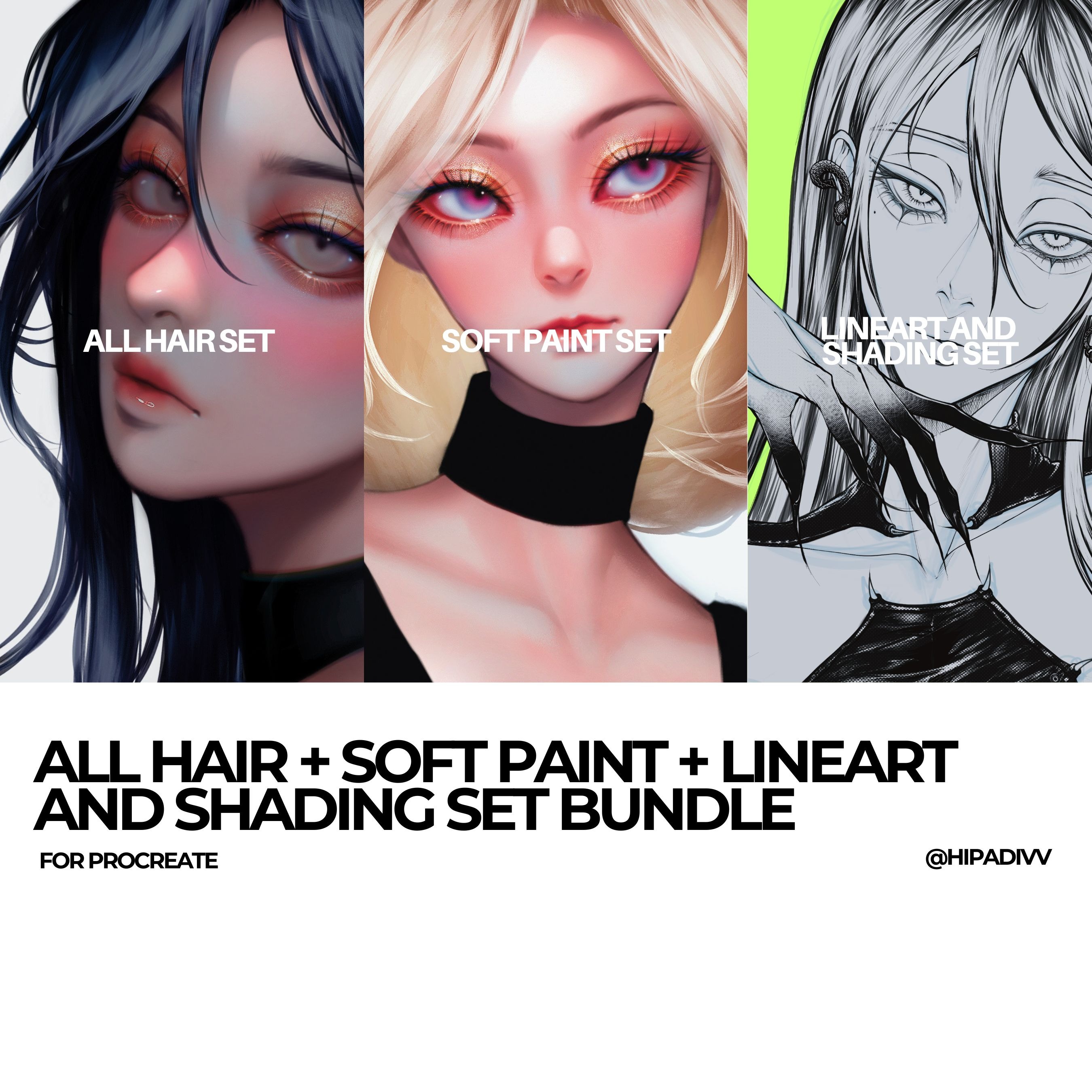 padivv Lineart and Shading + Soft Paint + All Hair Bundle Set thumbnail