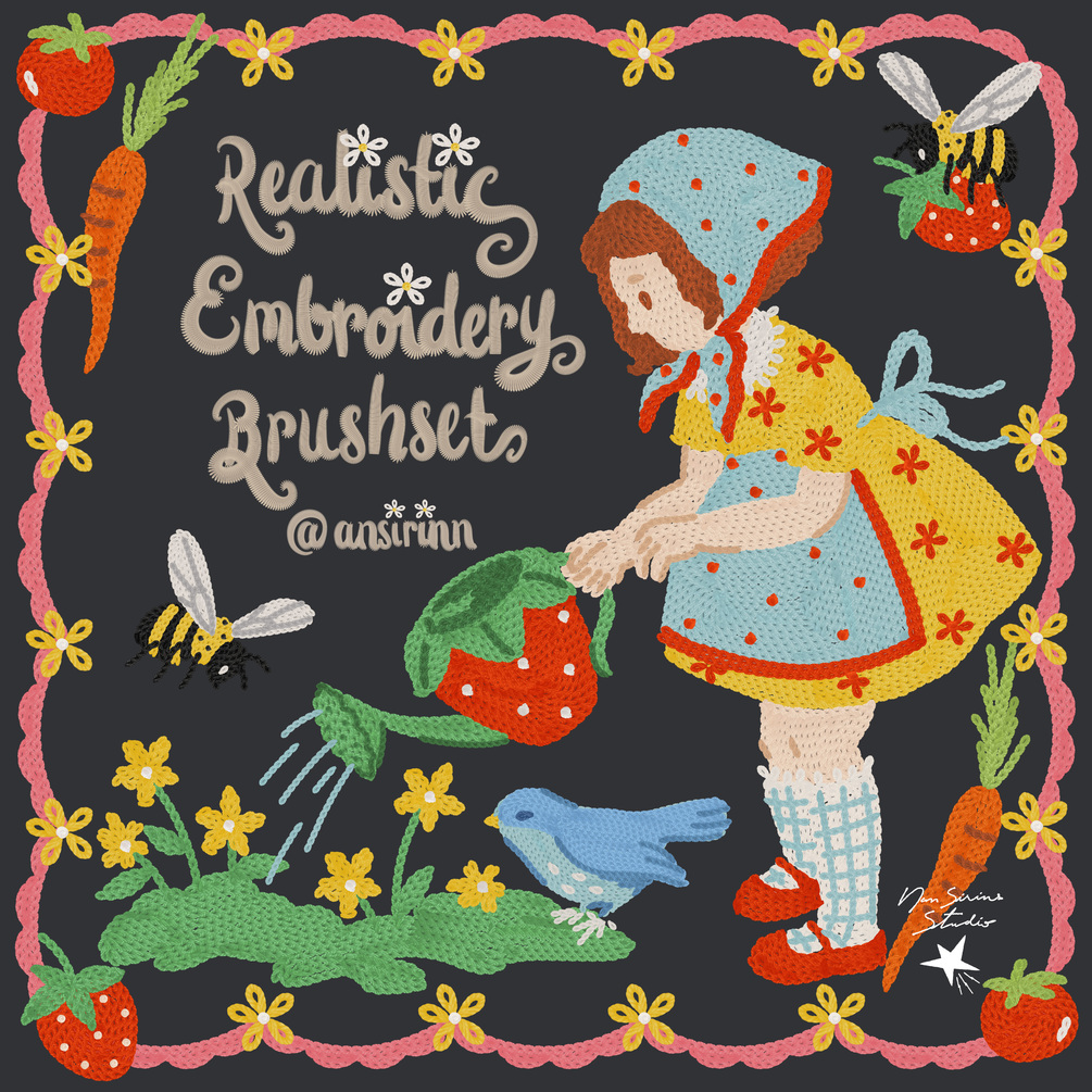 Ansirinn Realistic Embroidery Brushset - Basic Stitch For Procreate thumbnail