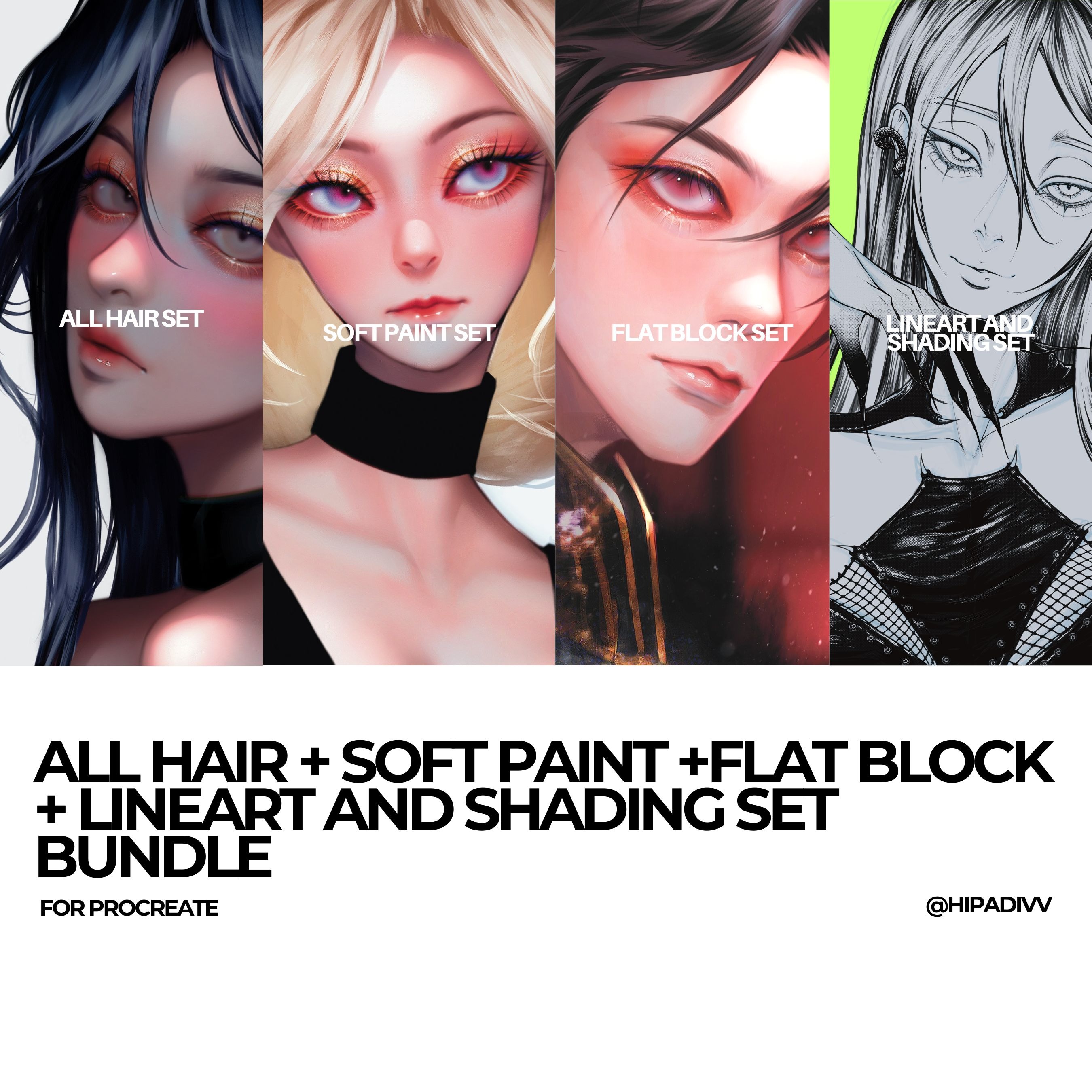 padivv Lineart and Shading + Soft Paint + Flat Block + All Hair Bundle  thumbnail