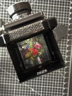 Mamiya C330 TLR (twin lens reflex) with a 65mm f/3.5 lens. Which is about a 36mm on a 35mm camera. It’s a medium format