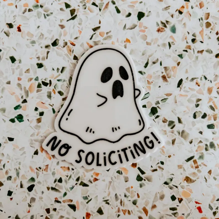 No Soliciting Sign, Doorbell Wall Plaque, Halloween Home Decor, Goth Wall Hanging Gift, Ghost Art thumbnail