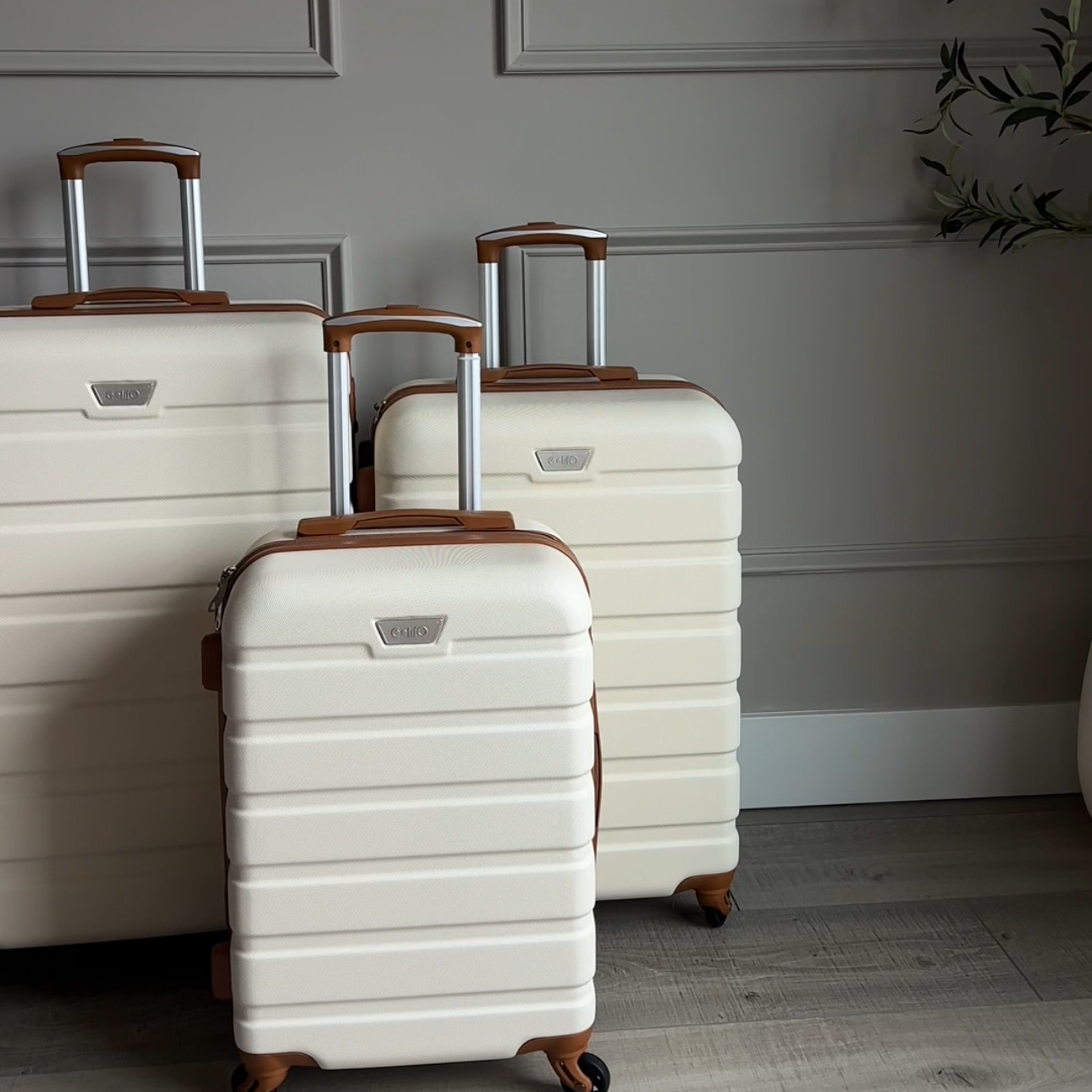 Coolife Luggage 3 Piece Set Suitcase Spinner Hardshell Lightweight TSA Lock (apricot white, 3 piece set(20in24in28in)) | Luggage Sets thumbnail