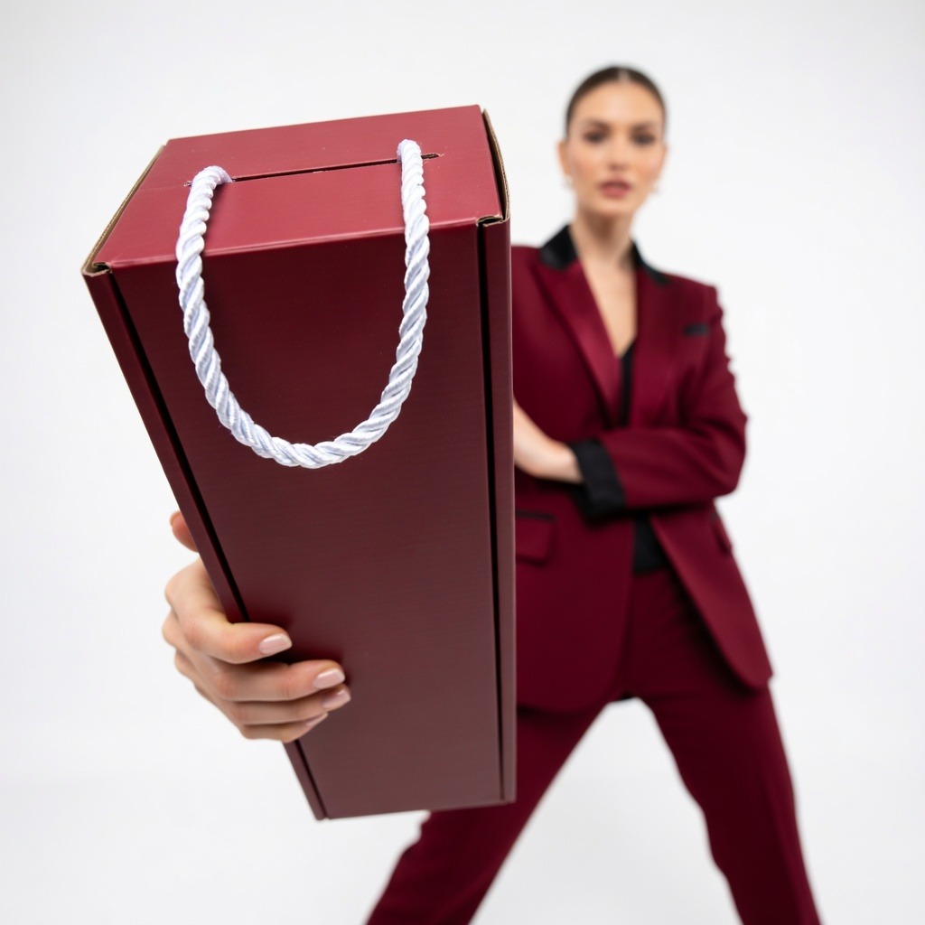 Tekturowe pudełko na wino lub szampana, 10x10x33cm | W68 thumbnail