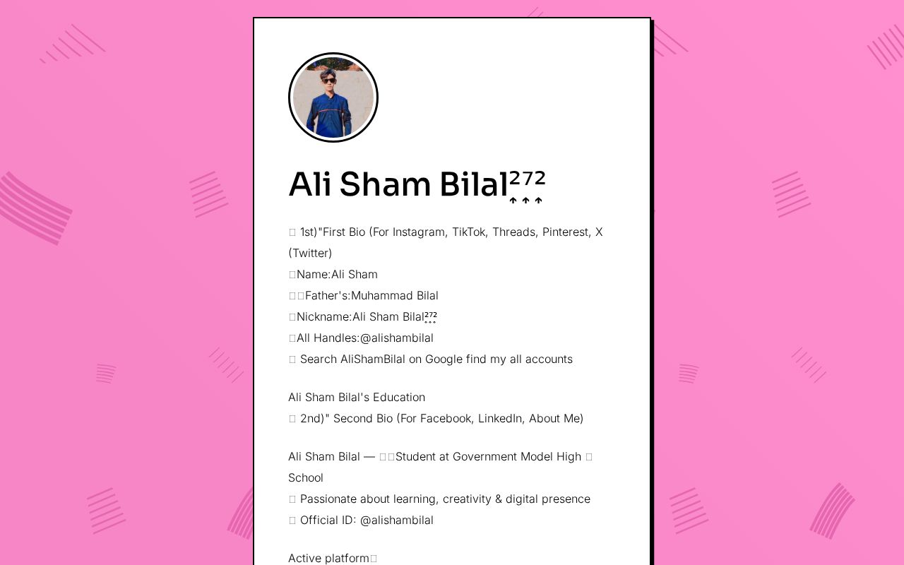 Ali Sham Bilal (Carrd.CO) thumbnail
