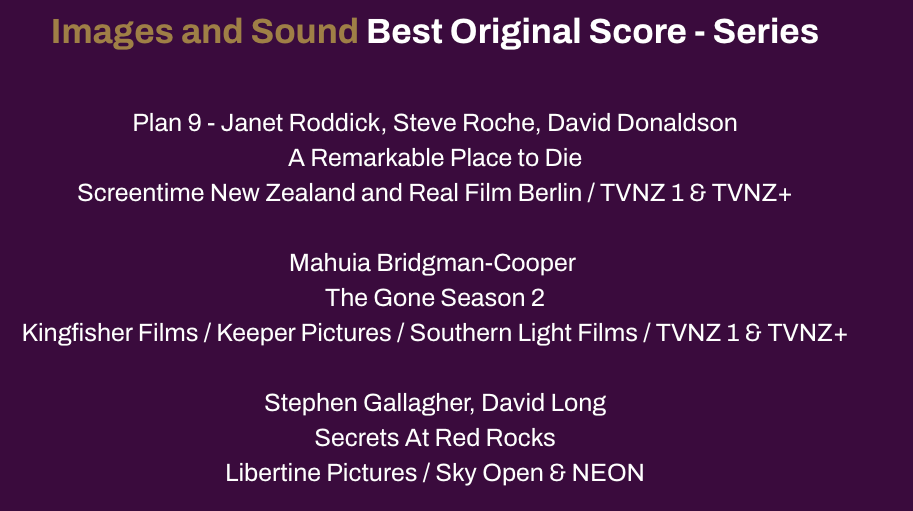 NZSA FINALISTS 2025 -For Best Original Score (Series) Stephen Gallagher and David Long for Secrets At Red Rocks  thumbnail