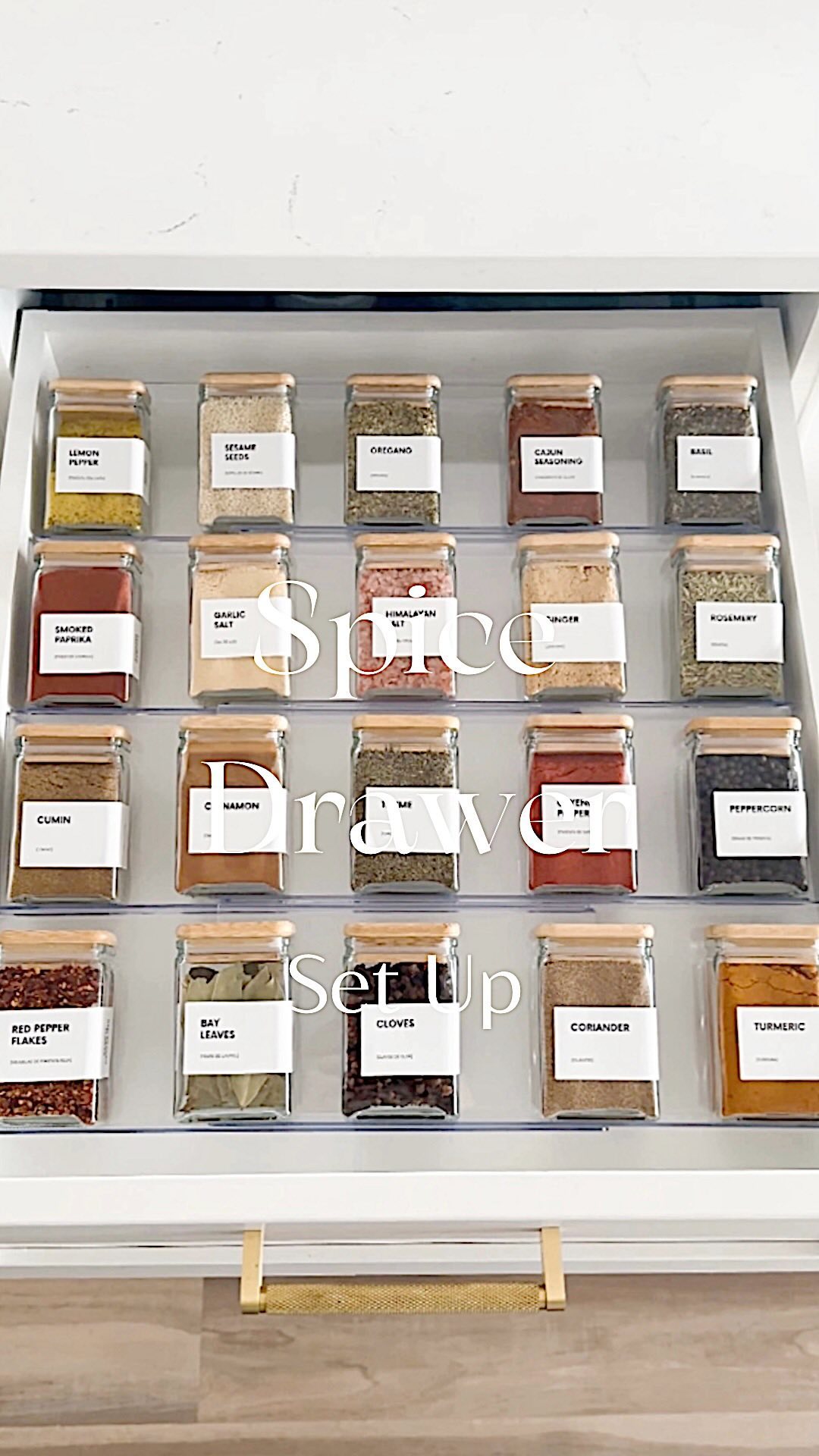 So excited about these spice jars! To shop, comment “SPICE DRAWER” 🤍 #amazonfinds #amazonhome #spicedrawer #spices #spic