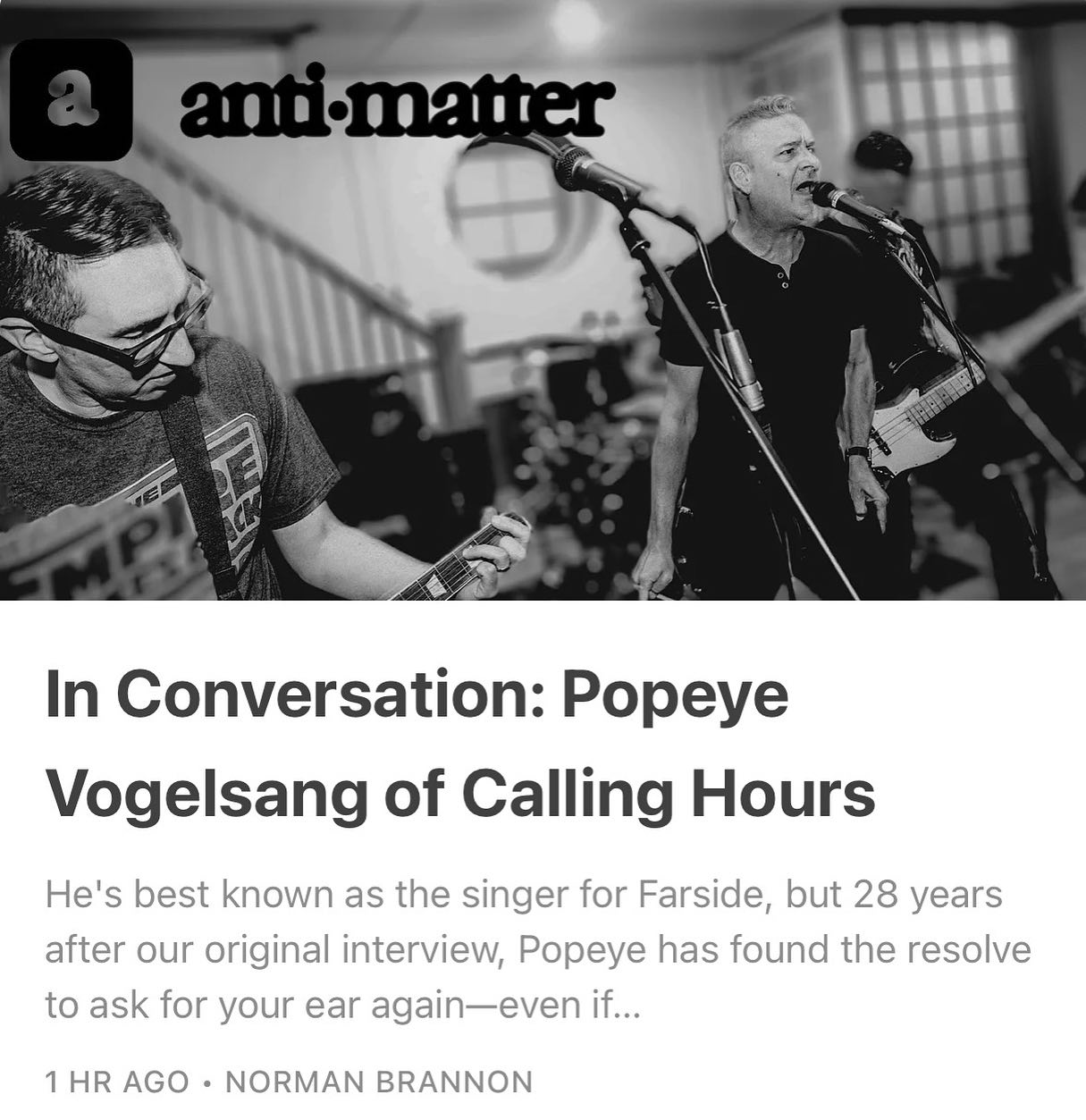 Check out @popeyevogelsang in @antimatter.zine this week! (Link in bio)
Photo by @ericforberger 
.
.
#antimatter #antima