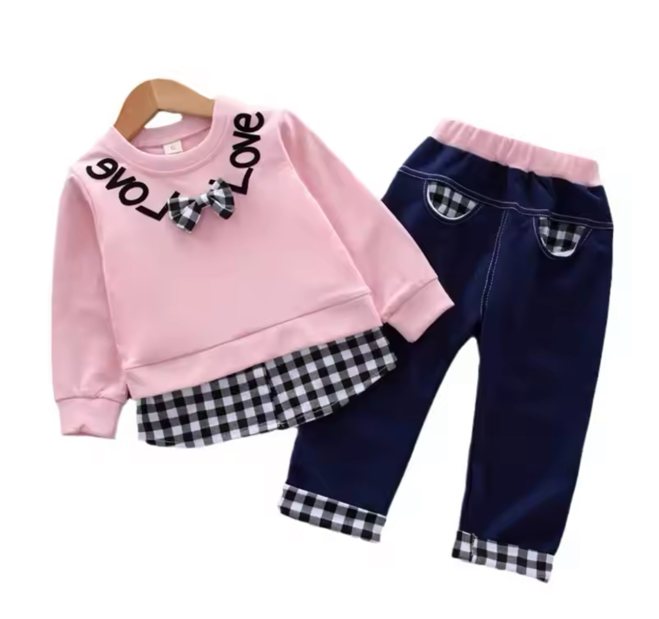 Conjunto rosa xadrez Aliexpress  thumbnail