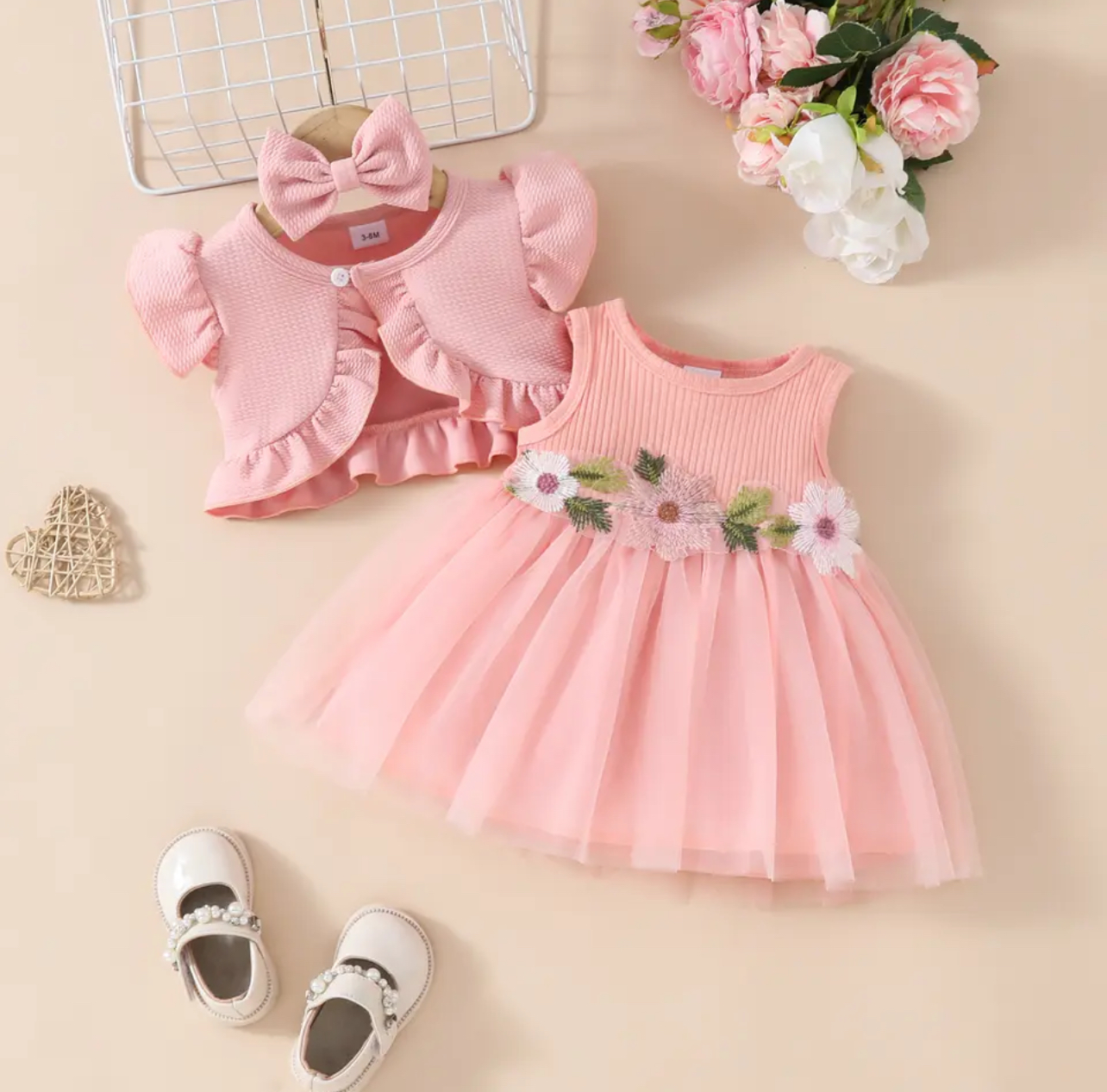 Vestido rosa com casaco e laço  Aliexpress  thumbnail