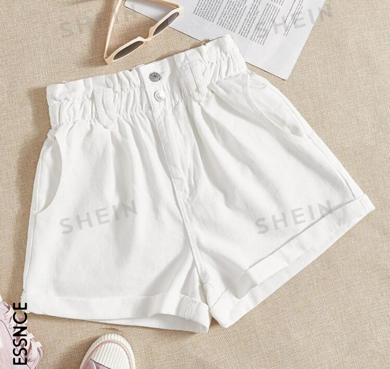 Shorts jeans branco adulto thumbnail