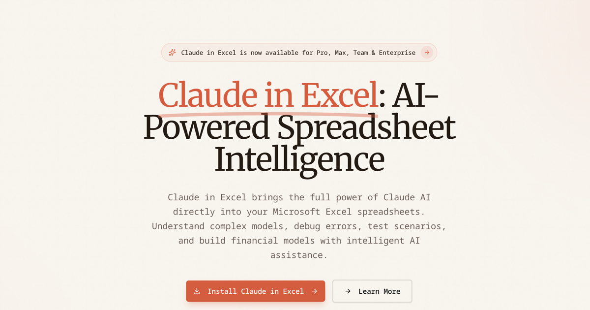 Claude in Excel - AI-Powered Spreadsheet Assistant thumbnail