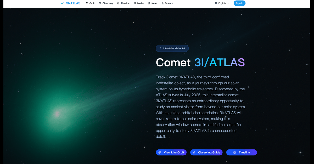 Track Comet 3I/ATLAS Live - Rare Interstellar Visitor thumbnail