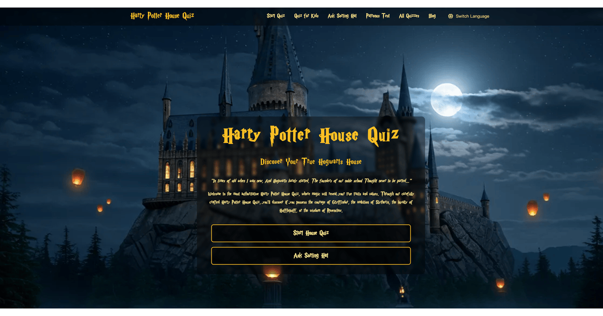 Free Harry Potter House Quiz | Find Your Hogwarts House thumbnail