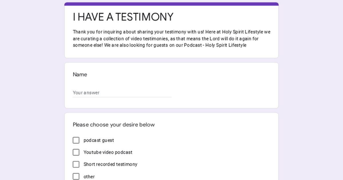 SHARE YOUR TESTIMONY thumbnail