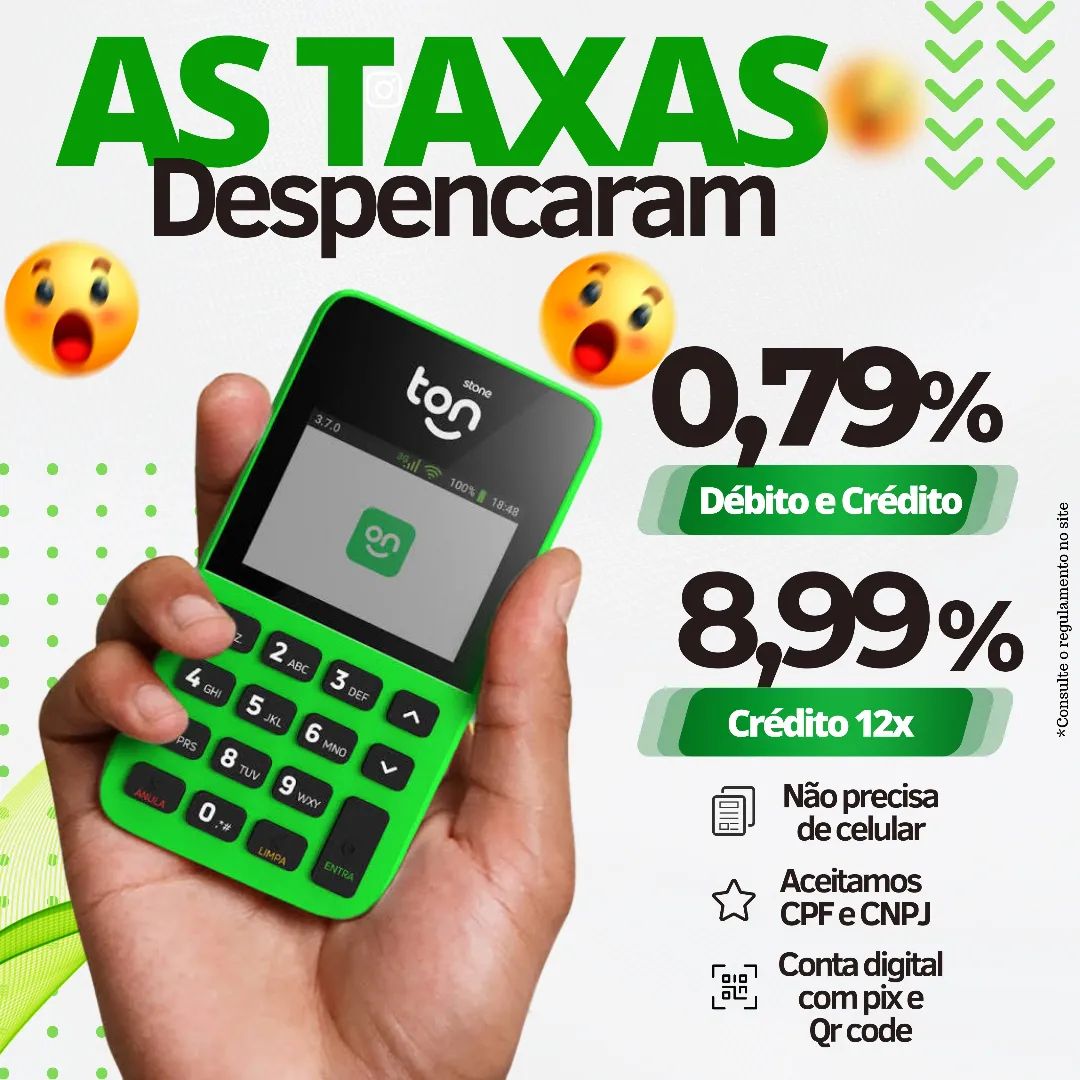 Quer aumentar suas vendas? Então você vai precisar de uma maquininha Ton! 💚

No Ton além das menores taxas, você terá: 
