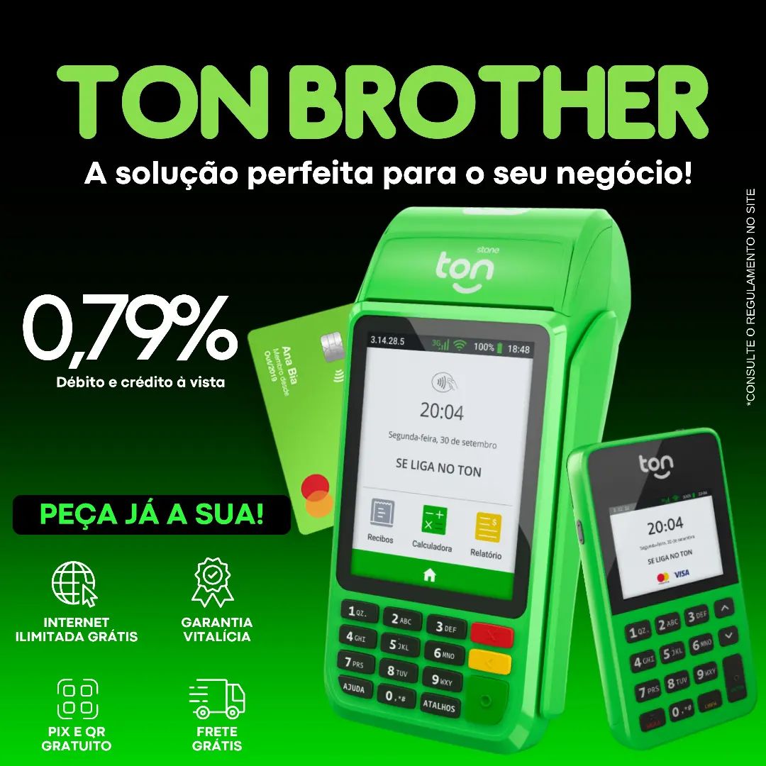 Chegou a hora de adquirir sua maquininha Ton e triplicar suas vendas com as menores taxas do Brasil. Compre hoje e garan