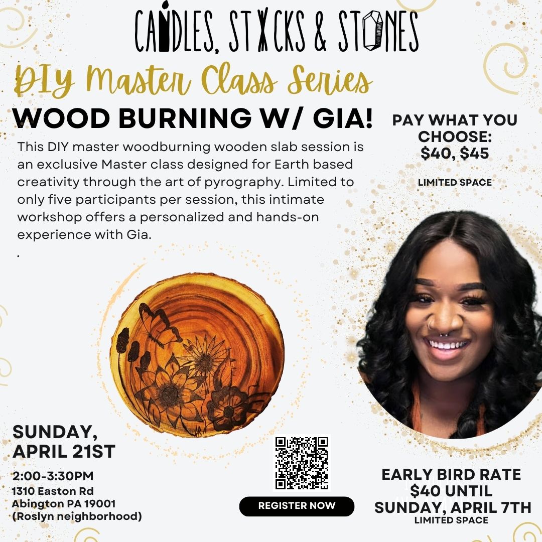 Master Wood Burning Class with Gia! Sunday, April 21st @ 2pm thumbnail