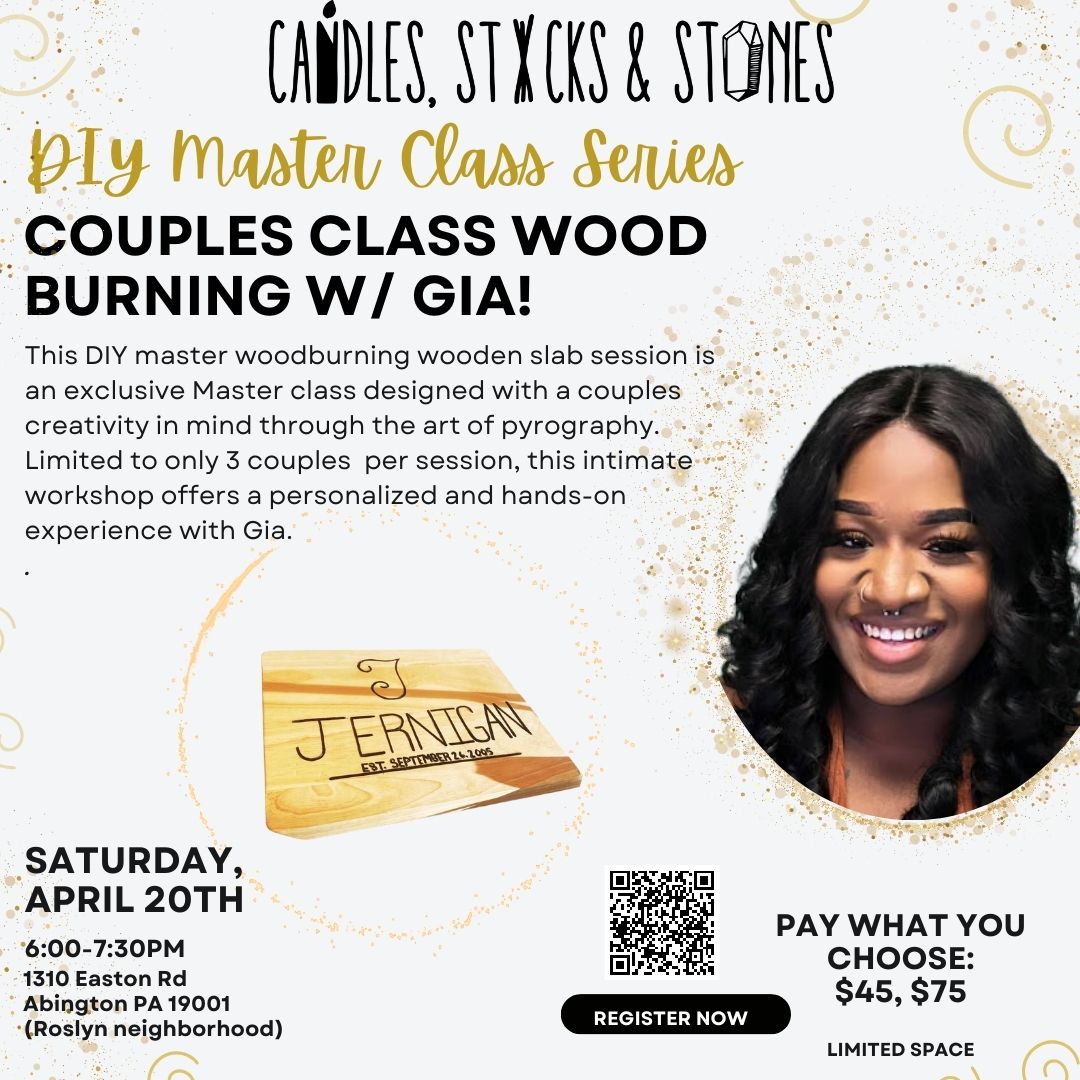 Master Wood Burning Class for Couples with Gia! Saturday, April 20th @ 6pm thumbnail