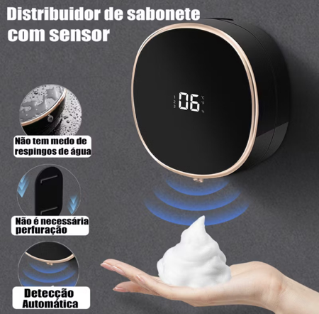 Dispensador Automático de Sabão 250ml – 3 Níveis, Instalação Sem Furo, Recarga USB Rápida thumbnail