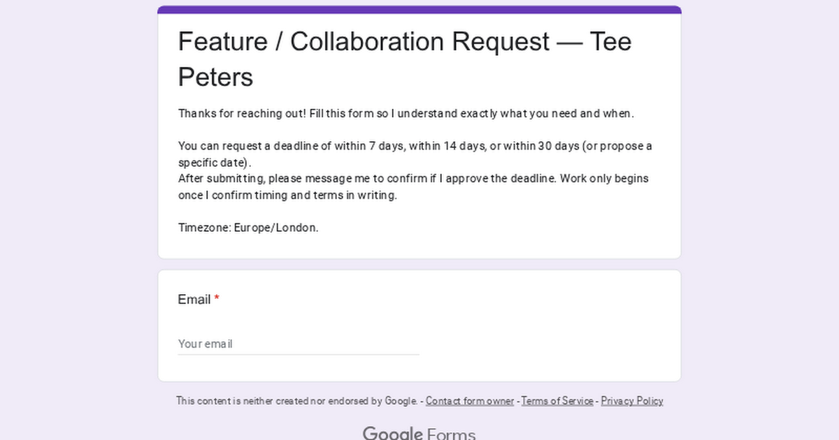 Feature / Collaboration Request — Tee Peters thumbnail