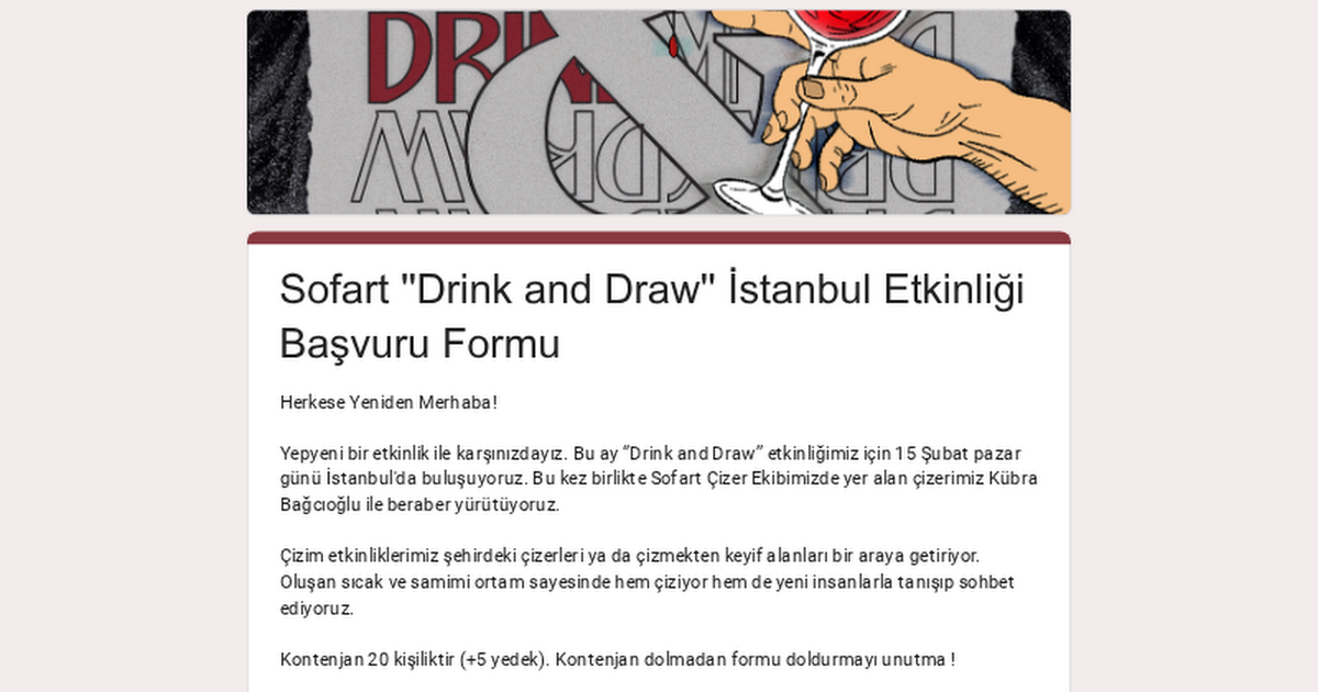 Sofart ''Drink and Draw'' İstanbul Etkinliği Başvuru Formu thumbnail