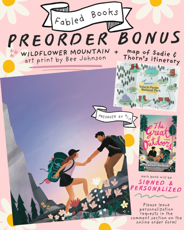 Fabled Bookshop: The Great Outdoors signed, personalized preorder (with wildflower art print) thumbnail