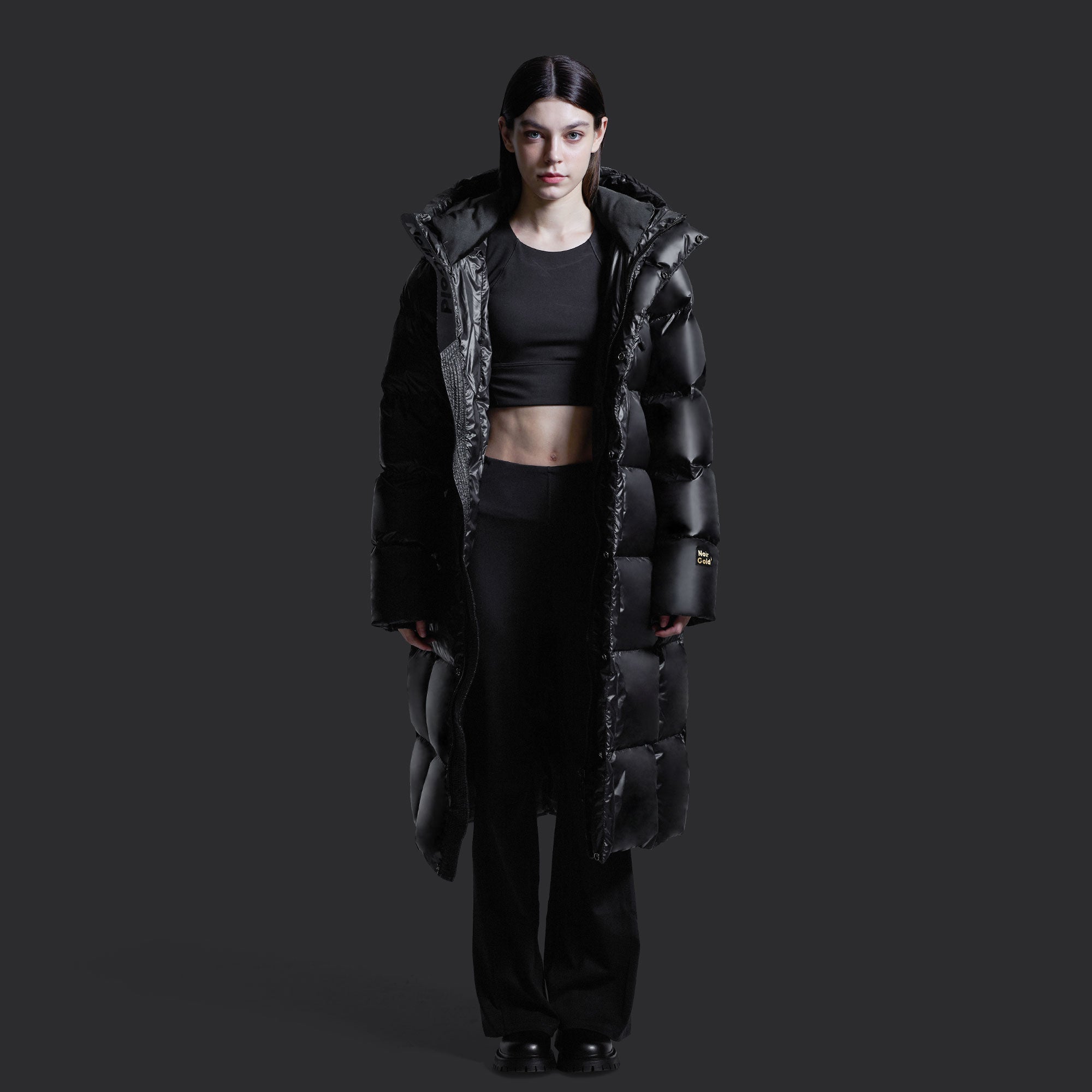 WOMENS Winter Puffer Jacket with Goose Down - Long | NoirGold thumbnail
