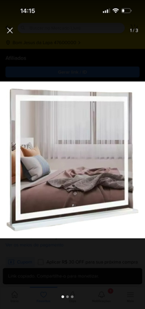 Espelho Penteadeira Maquiagem De Bancada Led Touch 60x80cm thumbnail