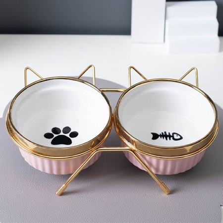 Comedouro Duplo Elevado Cerâmica  thumbnail