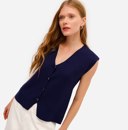 Colete tricot azul marinho  thumbnail