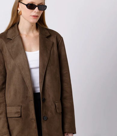 Blazer marrom mindset suede  thumbnail