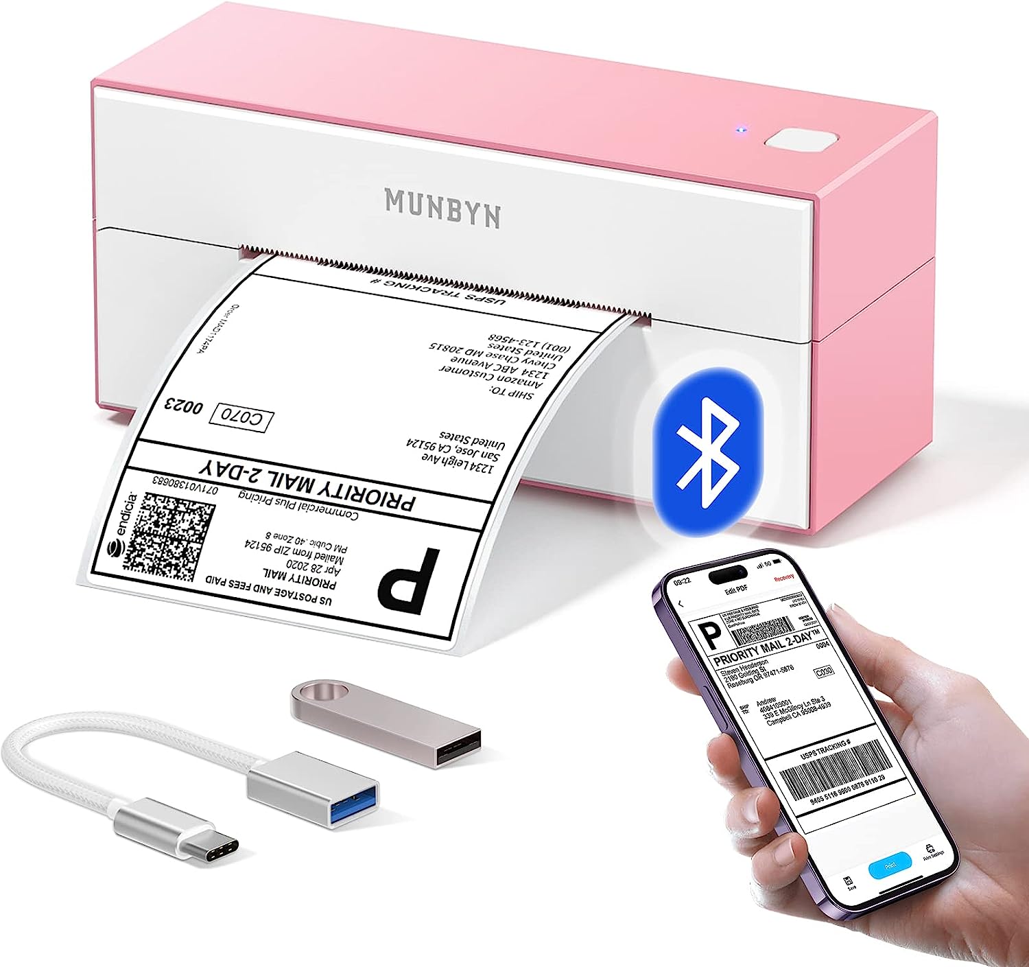 Pink Bluetooth Thermal Label Printer thumbnail