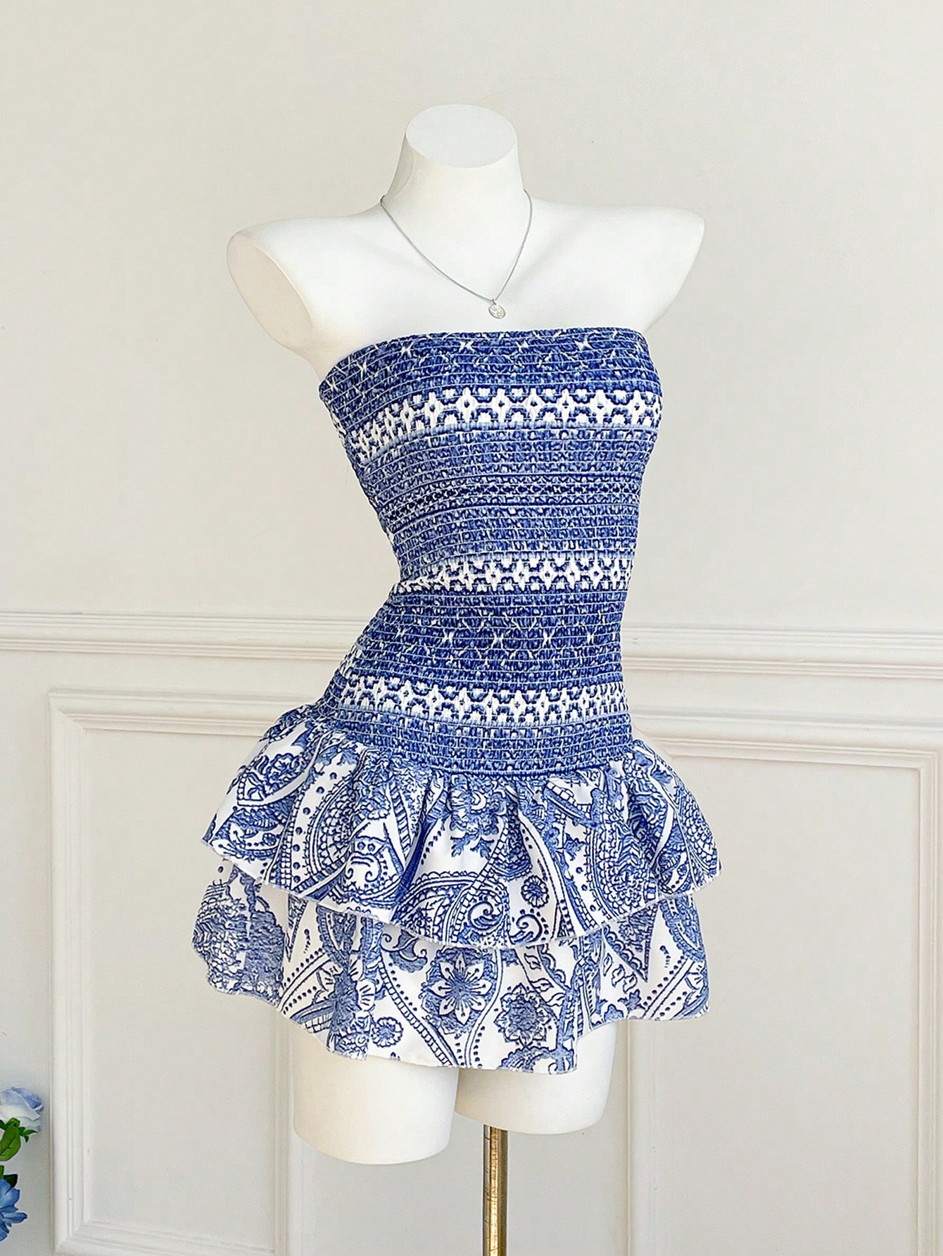 Elamini Vestido Bandeau Estampado Casual de Férias thumbnail