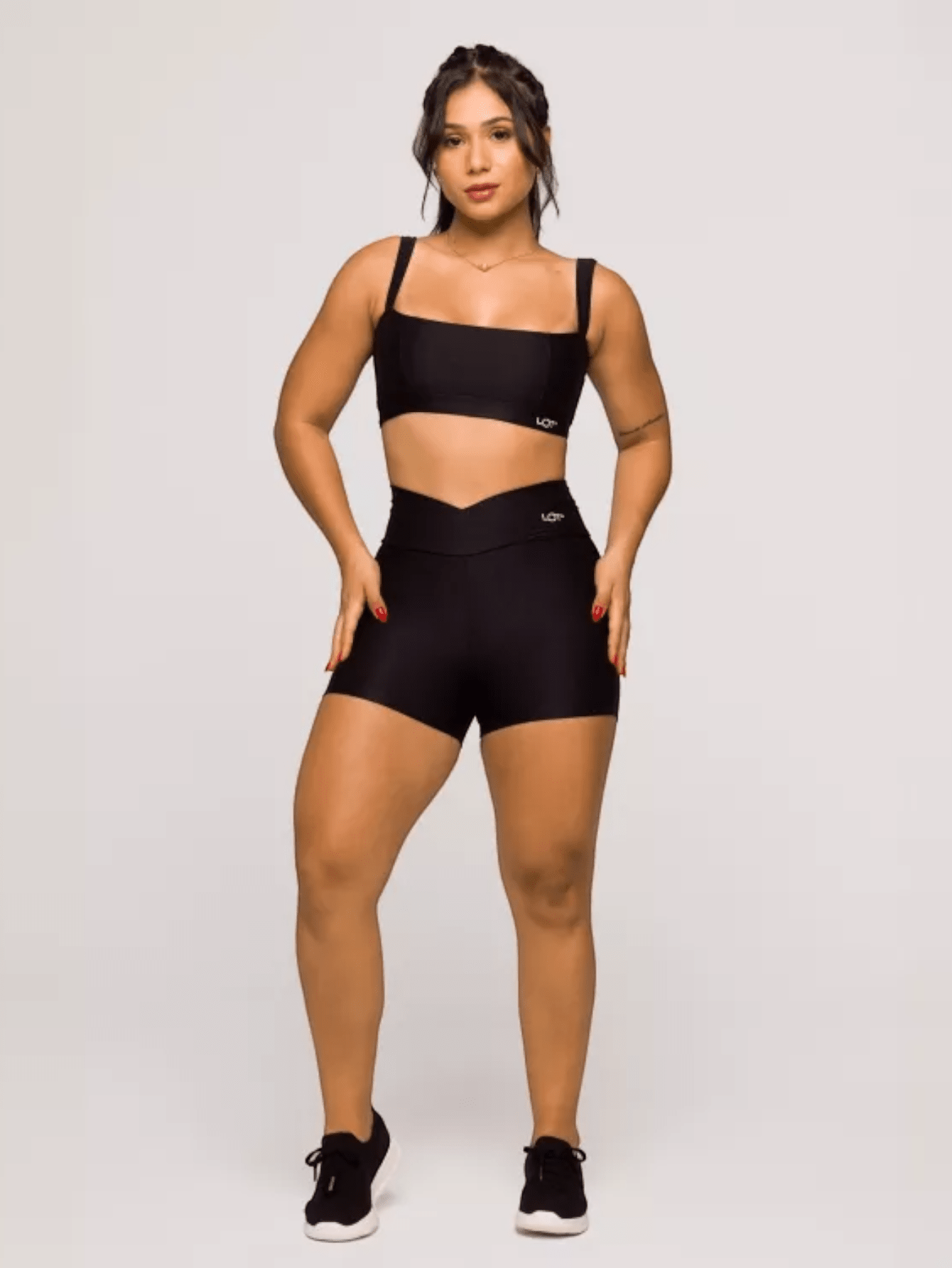 LOT FITNESS Conjunto Fitness Academia Top e Short Feminino Poliamida Roupa de Academia thumbnail