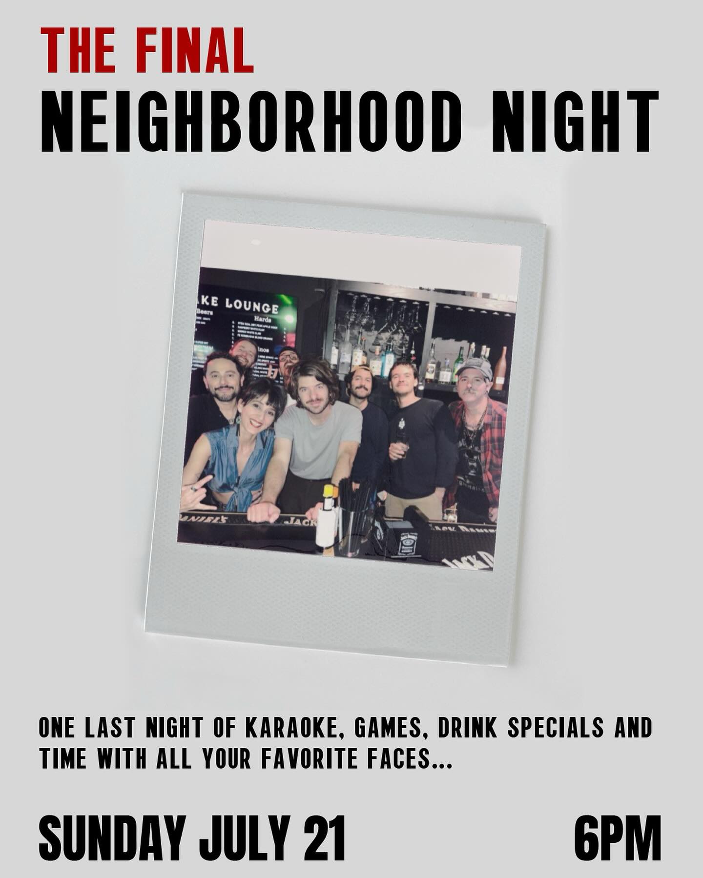 Sunday July 21st | 6PM

The Final Neighborhood Night 🍻🙏

One of the last chances for chill patio hangs and screaming kar