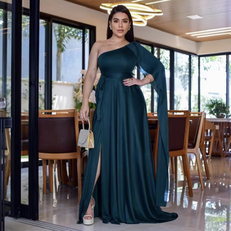 Vestido Feminino Longo de Noiva com Capa Festa Madrinha Casamento thumbnail