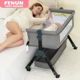 Baby Bassinet,  Crib for Infant and Newborn, Bedside Sleeper with Storage Basket and Mosquito Net, Easy to Fold, Height Adjustable, Portable Side Bed Crib portable thumbnail